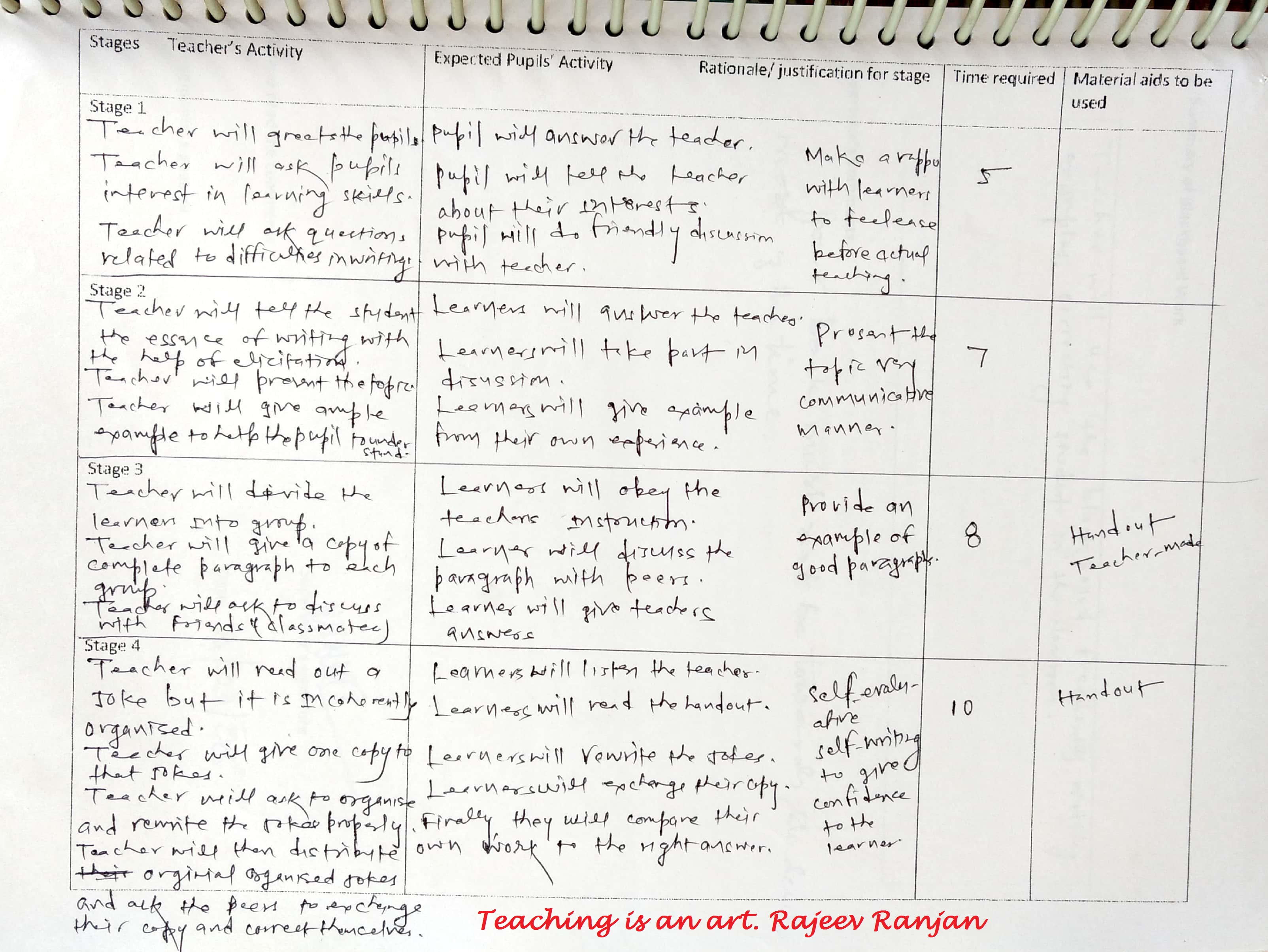 Planning a Lesson-English Language Teaching-Developing Writing