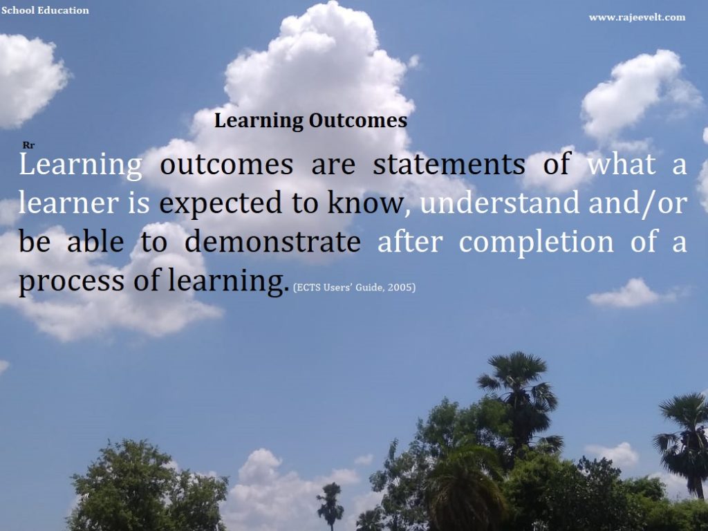 Learning outcomes are statements of what a learner is expected to know, understand and/or be able to demonstrate after completion of a process of learning. (ECTS Users’ Guide, 2005)